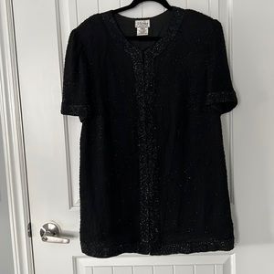 Stenay beaded vintage top. Short sleeve. Black. Size 1X.